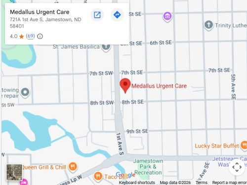 Get Directions From Your Location to Medallus Urgent Care in Jamestown, ND